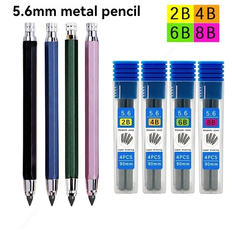 Metal Mechanical Pencil 2B 4B 6B 8B Refill – Sketch & Comics Mechanical Pencil Set Qme