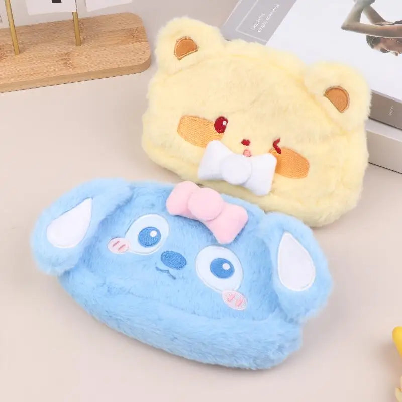 Cute Cartoon Animal Plush Pencil Case – Large Capacity Plush Pencil Case Qme