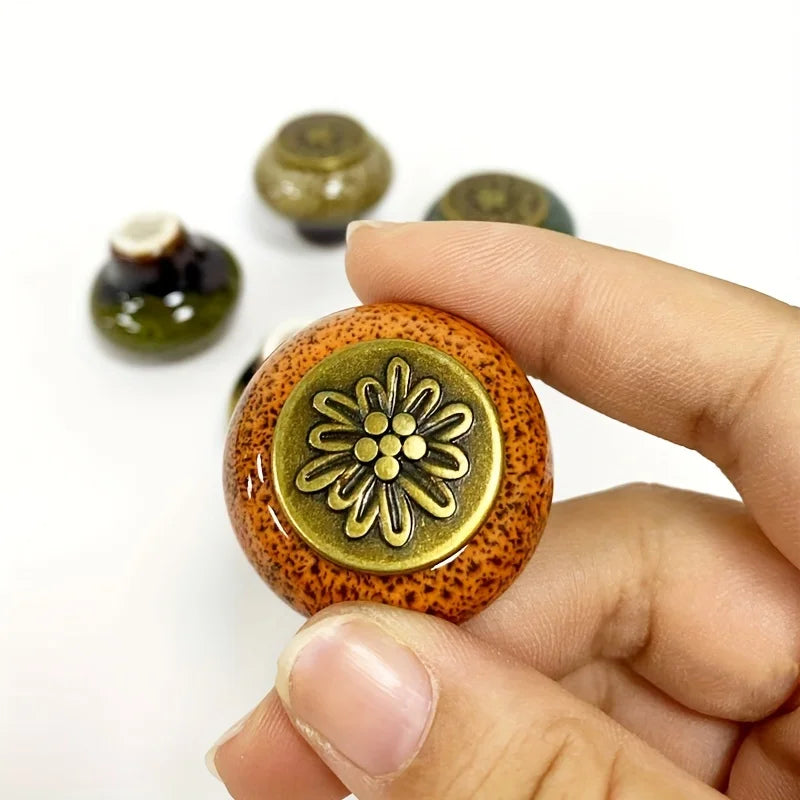 Leopard Print Ceramic Cabinet Knobs | Colorful Glass Round Cabinet Knobs Qme