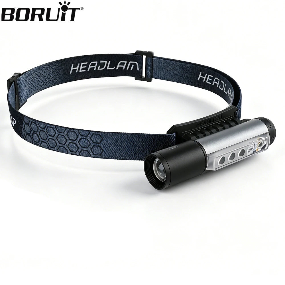 BORUiT 2-in-1 LED Headlamp Flashlight 450Lm Type-C Rechargeable LED Headlamp Qst