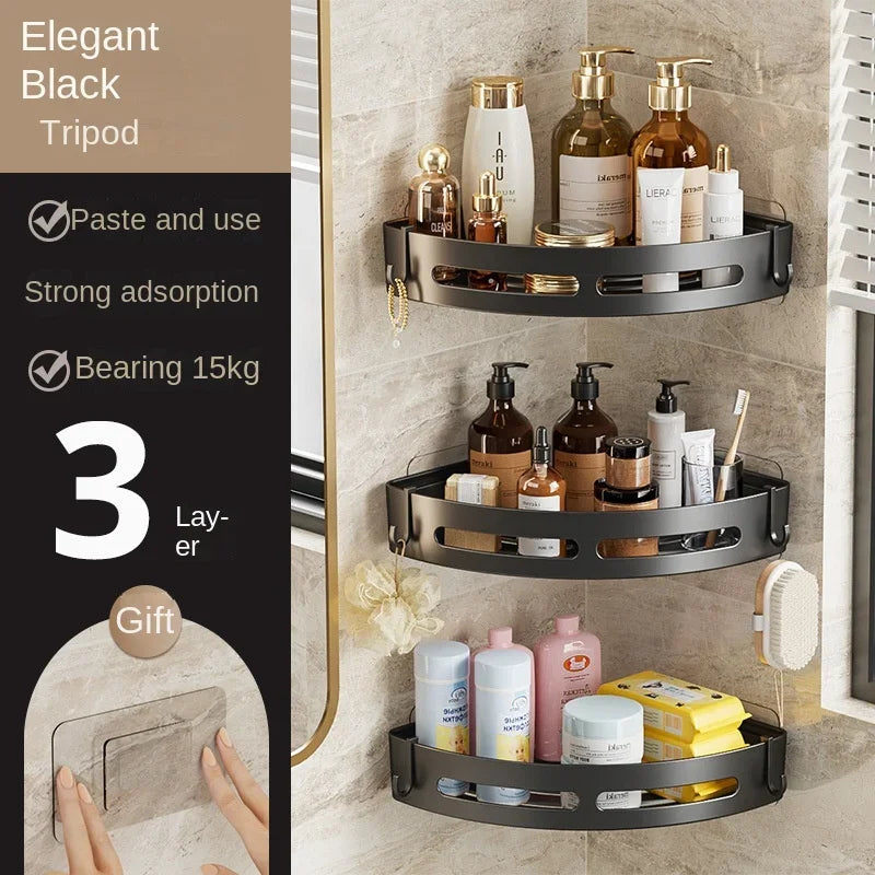 Triangle Corner Shower Shelf – No-Drill Wall Mounted Caddy Corner Shower Shelf Qme 3PCS