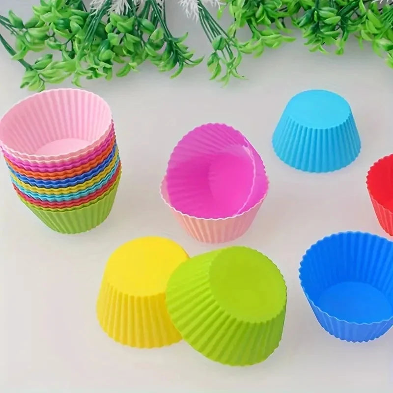 Silicone Cake Molds Round & Heart – Muffin & Cupcake Baking Set Silicone Baking Molds Qme