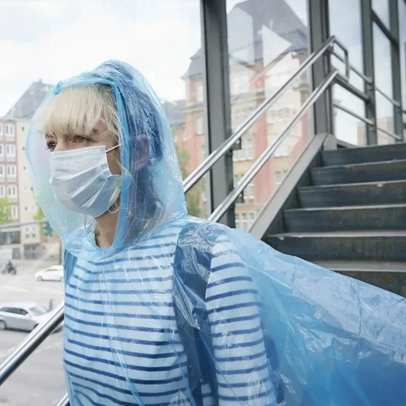 Portable Mini Disposable Rain Poncho – Compact Emergency Raincoat Emergency Rain Poncho Qme
