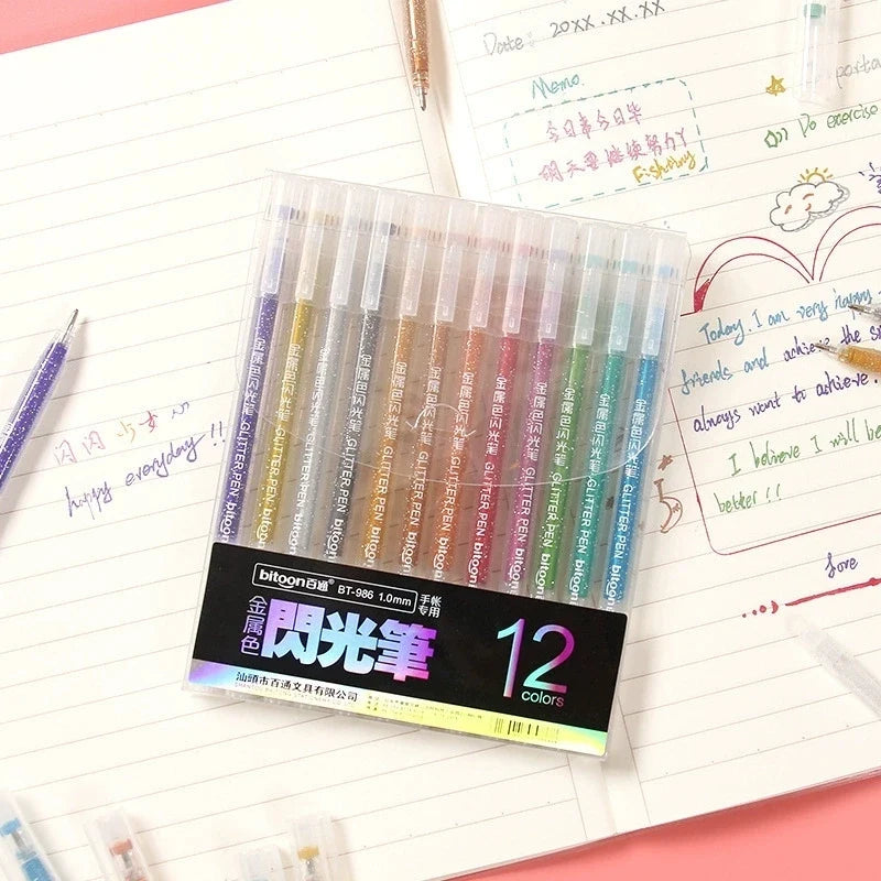 Metallic Glitter Gel Pens – Scrapbook, Journal & DIY Art Set Glitter Gel Pen Set Qme