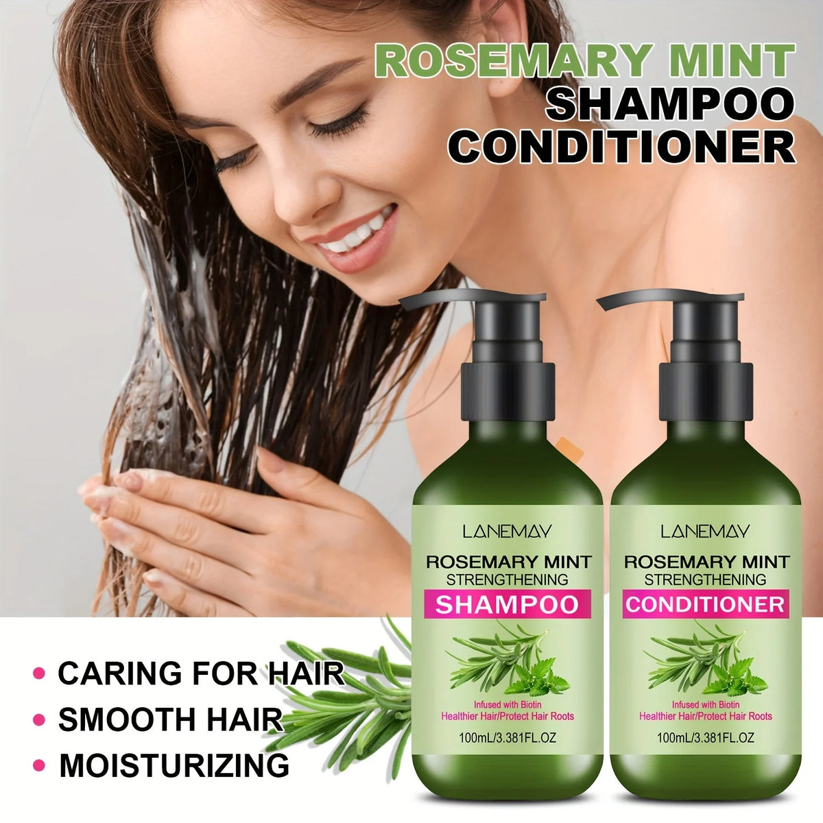 Rosemary Mint Shampoo & Conditioner Set – Strengthening 2PC Shampoo & Conditioner Set Qst