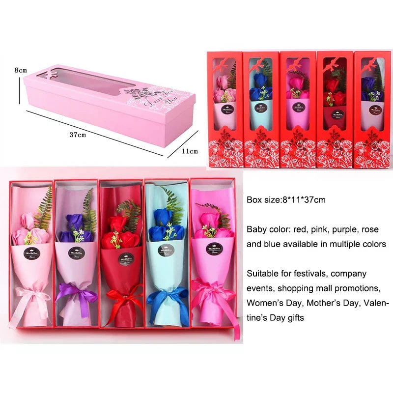 Luxury Artificial Soap Flower Bouquet Gift Box – 10 Colors Artificial Flower Gift Set Qme