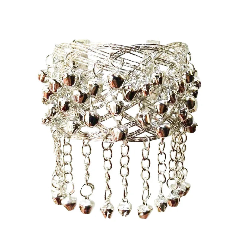 Ethnic Miao Open Bell Bracelet – Dance Performance Arm Cuff Ethnic Bell Bracelet Qme
