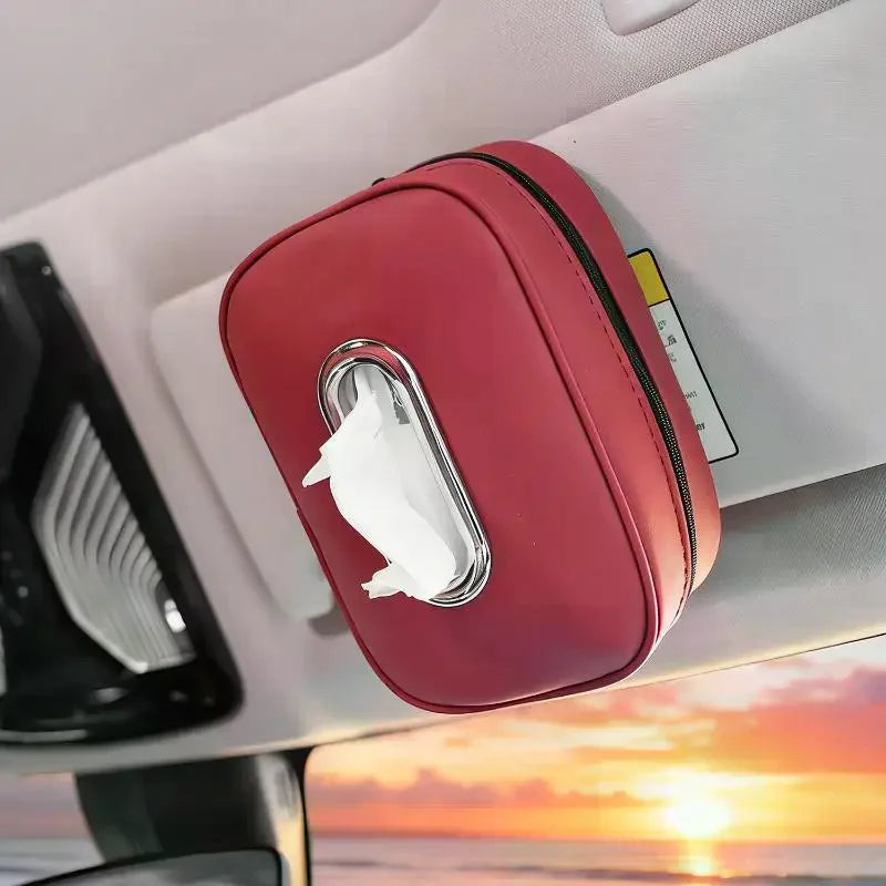 Nappa Leather Car Tissue Box Holder – Visor & Console Car Tissue Box Holder Qst