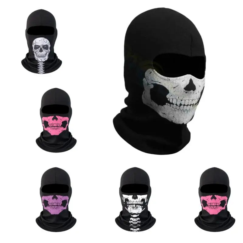 Skull Print Balaclava Full Face Mask – Windproof Helmet Liner Balaclava Face Mask Qst