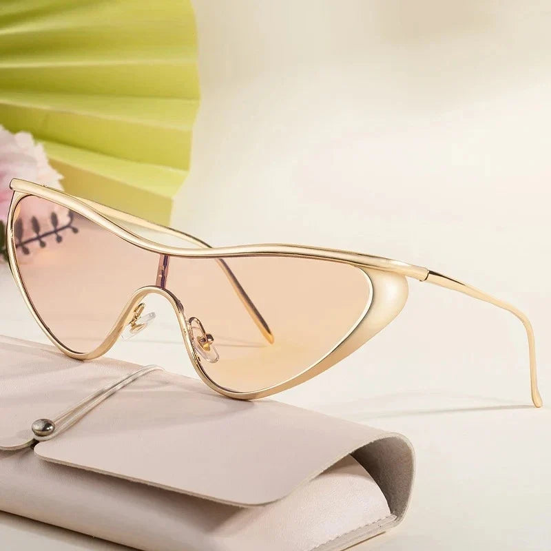Vintage Cat Eye Sunglasses Women Y2K Punk UV400 Shield Cat Eye Sunglasses Qme