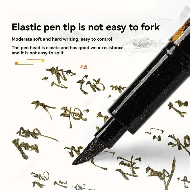 Glitter Chinese Calligraphy Brush Set – 3 Sizes & Black Ink Calligraphy Brush Set Qme