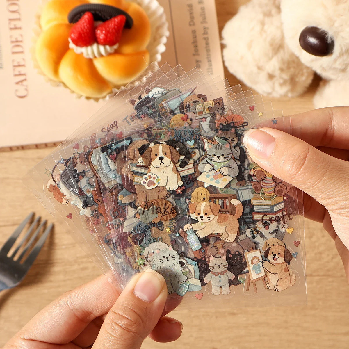 Cute Pet Die Cut Sticker Book 20 Sheets Retro Cartoon Die Cut Sticker Book Qme