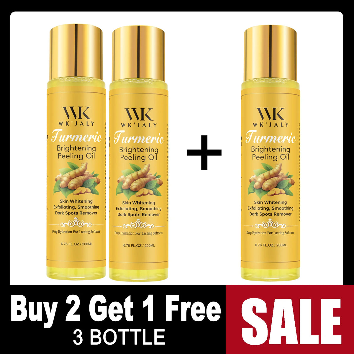 WK'JALY Turmeric Brightening Peeling Oil – 200ml All Skin Exfoliating Peeling Oil Qst Buy 2 Get 1 Free United States