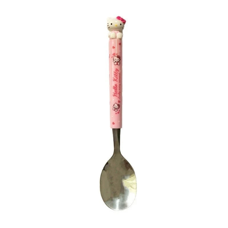 Hello Kitty Kuromi Kids Portable Stainless Steel Spoon Set Kids Cutlery Set Qme