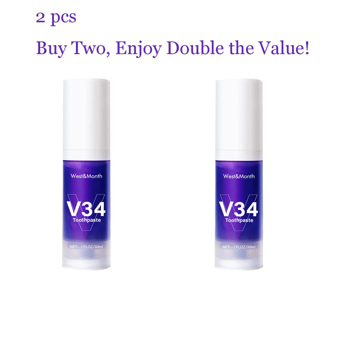 V34 Whitening Toothpaste – Brighten, Clean & Fresh Breath Whitening Toothpaste Qst 2 pcs