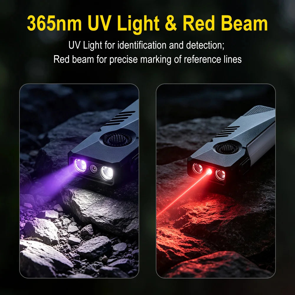 BORUiT 450LM LED Flashlight UV RGB Type-C Rechargeable Magnetic Torch LED Flashlight Torch Qst