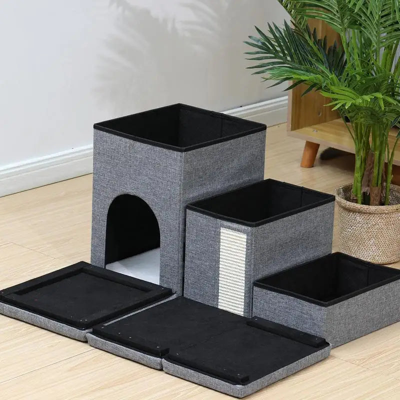 Foldable Pet Stairs with Storage Box – Cat & Dog Step Ladder Foldable Pet Stairs Qme