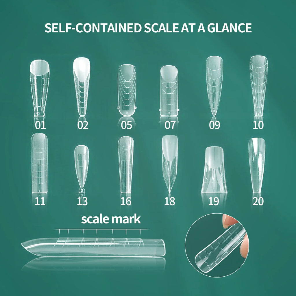 Nailpop Clear Nail Dual Forms 75pcs – 15 Sizes, Full Coverage Nail Extension Forms Qme