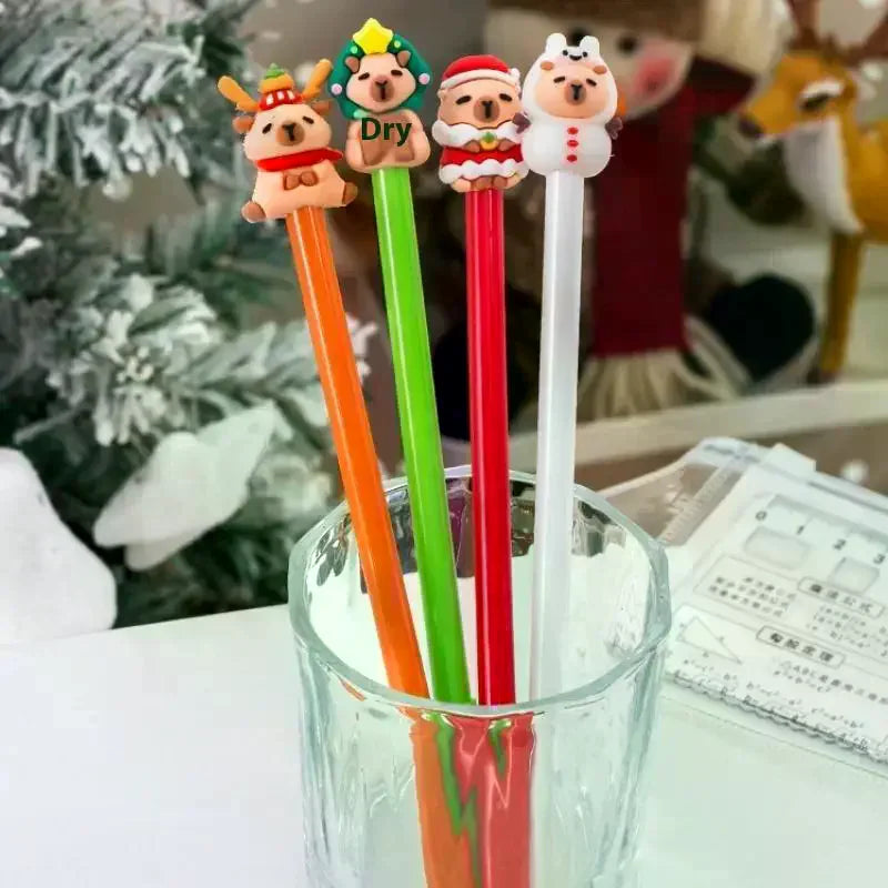Christmas Capybara Gel Pen – Cute Kawaii Cartoon Stationery Kawaii Gel Pen Qme