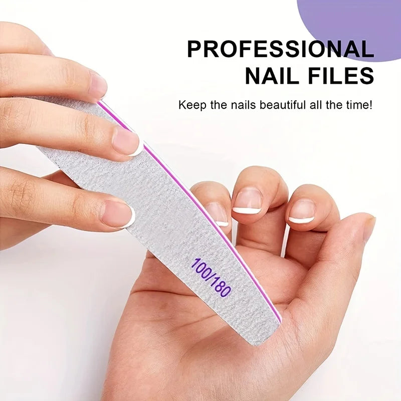 Nail Files 100/180 Grit Flexible Wood Sandpaper – Manicure Set Nail File Set Qme