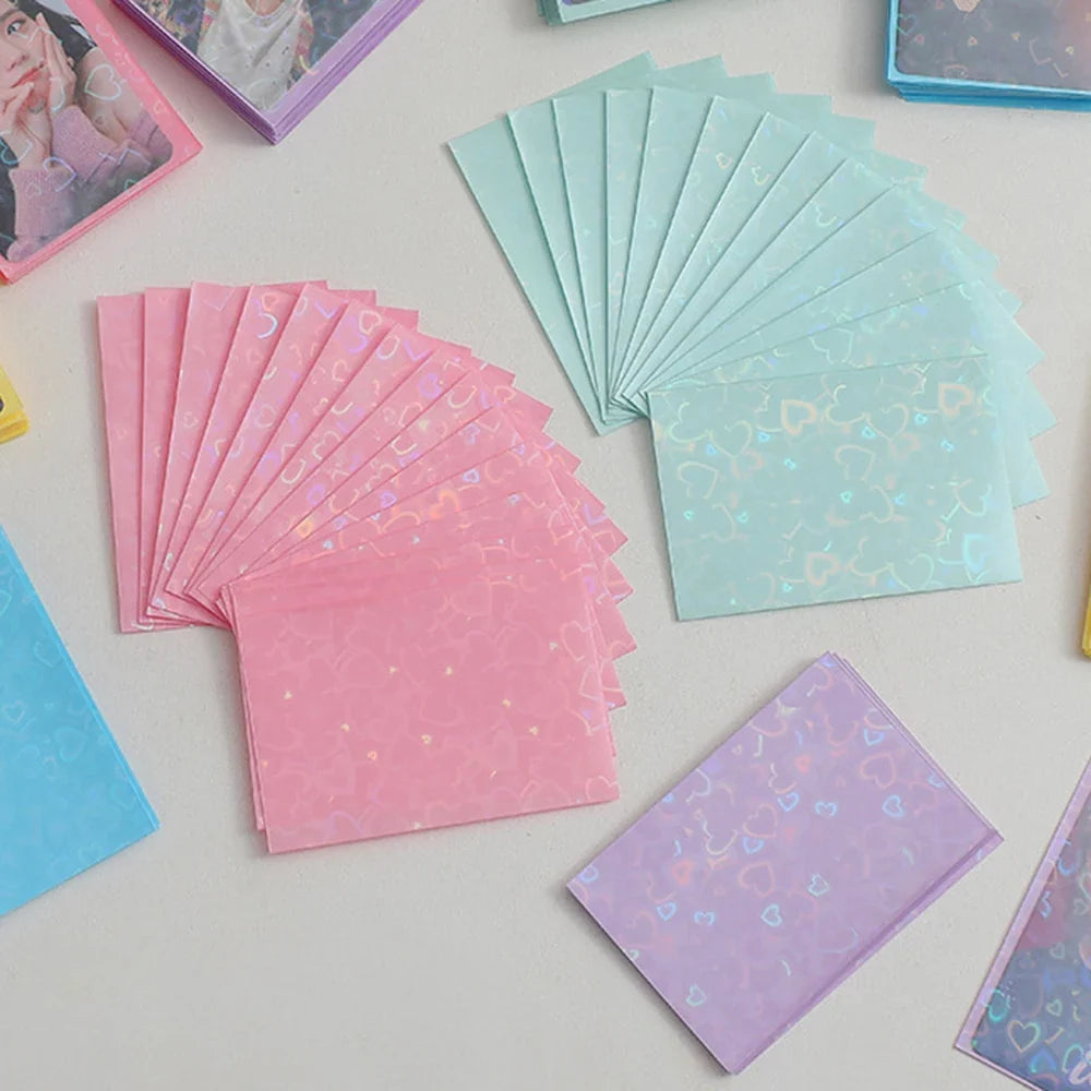 Heart Bling Glitter Photocard Sleeves Laser Card Protector Photocard Sleeves Qme