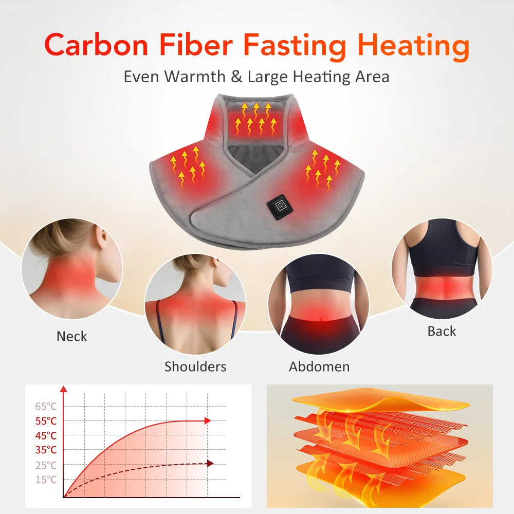 USB Electric Heated Shoulder & Neck Wrap – 3 Heat Settings Heated Shoulder Wrap Qst