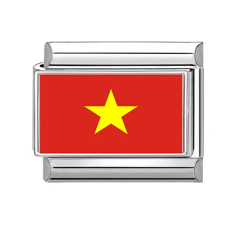 World National Flag Italian Charm Bead | Stainless Steel Italian Charm Bead Qme Style 19