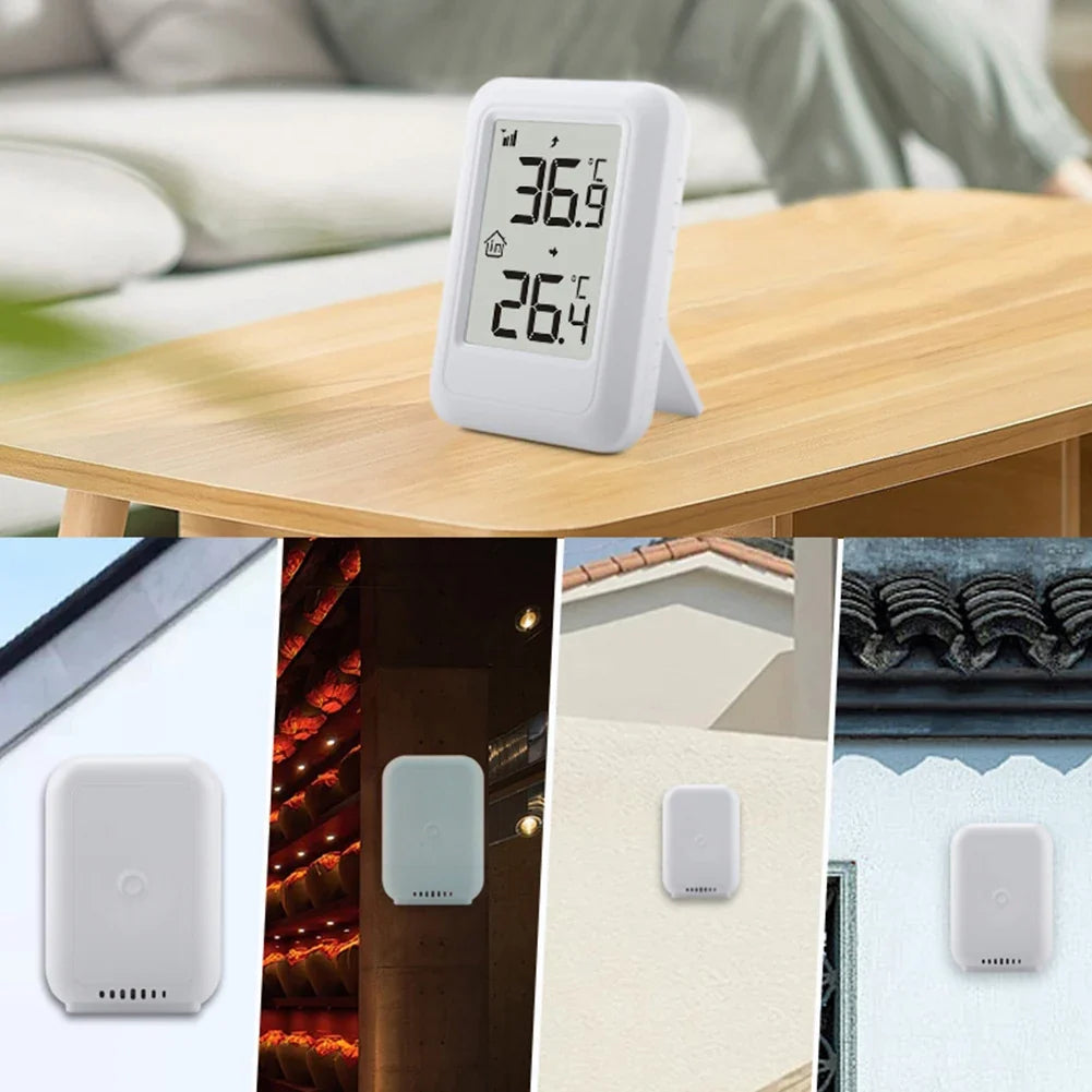Wireless Indoor Outdoor Thermometer with Hanging Support Frame Wireless Thermometer Qme