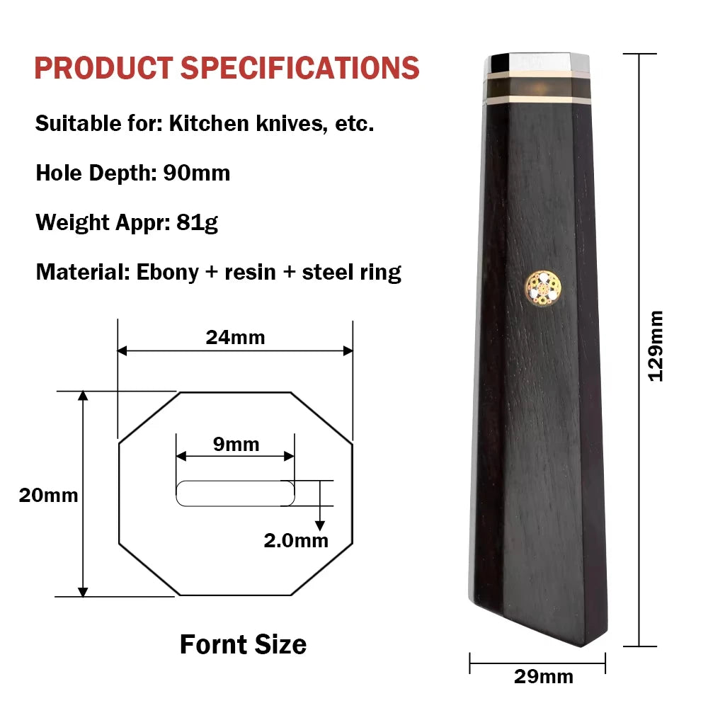 XITUO Octagonal Wood Knife Handle – Handmade Damascus Chef DIY Knife Handle Blank Qst DB-2512D