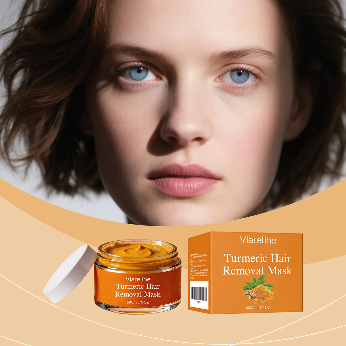 VIARELINE Turmeric Hair Removal Cream – Gentle Depilatory 50g Hair Removal Cream Qst