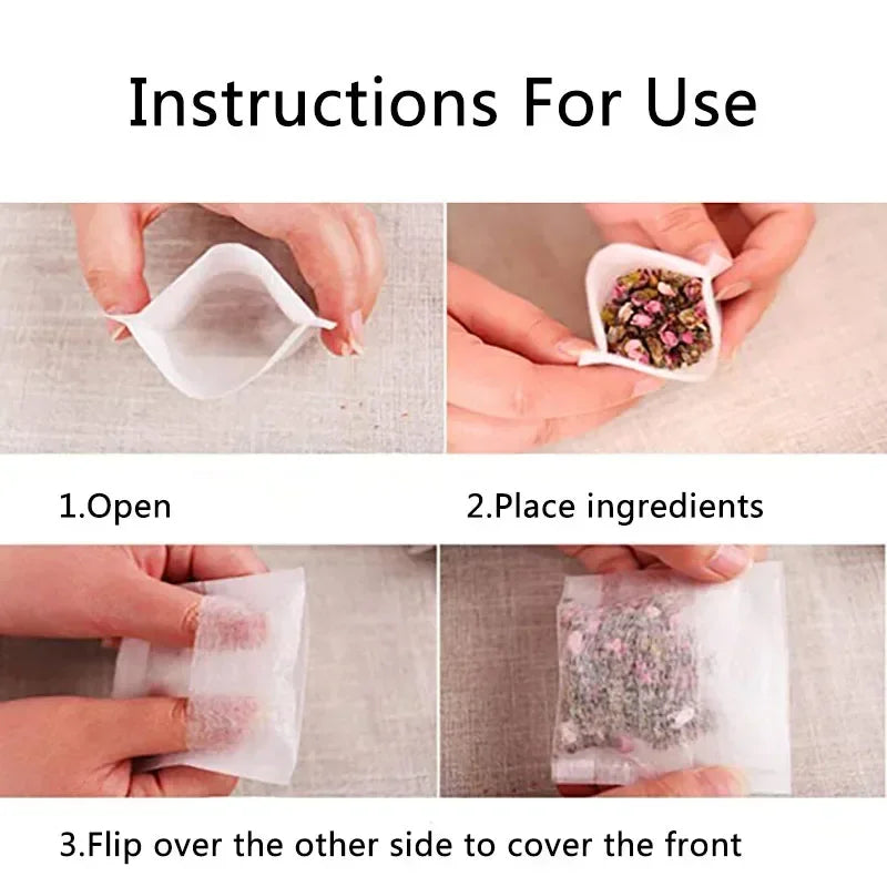 Disposable Empty Tea Bags Flip-Over Seal | Loose Leaf & Herb Tea Filter Bags Qme