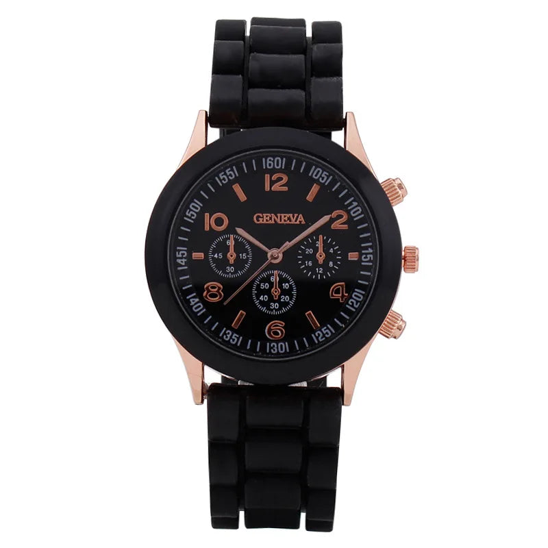 Minimalist Three-Eye Women's Silicone Quartz Watch | Casual Women's Quartz Watch Qme
