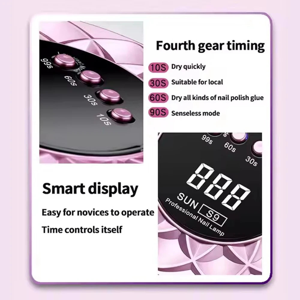 268W UV LED Nail Lamp – 57-Bead Gel Polish Dryer | Salon Use UV LED Nail Lamp Qst