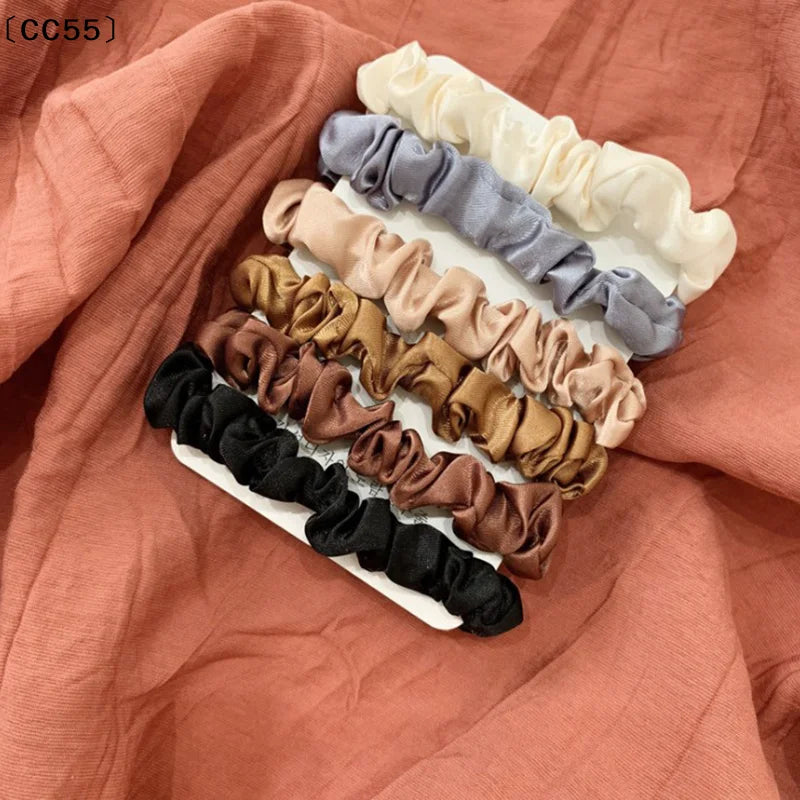 6-Pack Satin Scrunchies – Elastic Hair Ties for Women & Kids Satin Scrunchies Qst