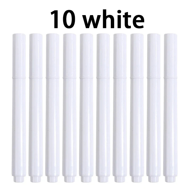 White Liquid Chalk Erasable Markers – Glass & Whiteboard Pens Liquid Chalk Markers Qme 10 white