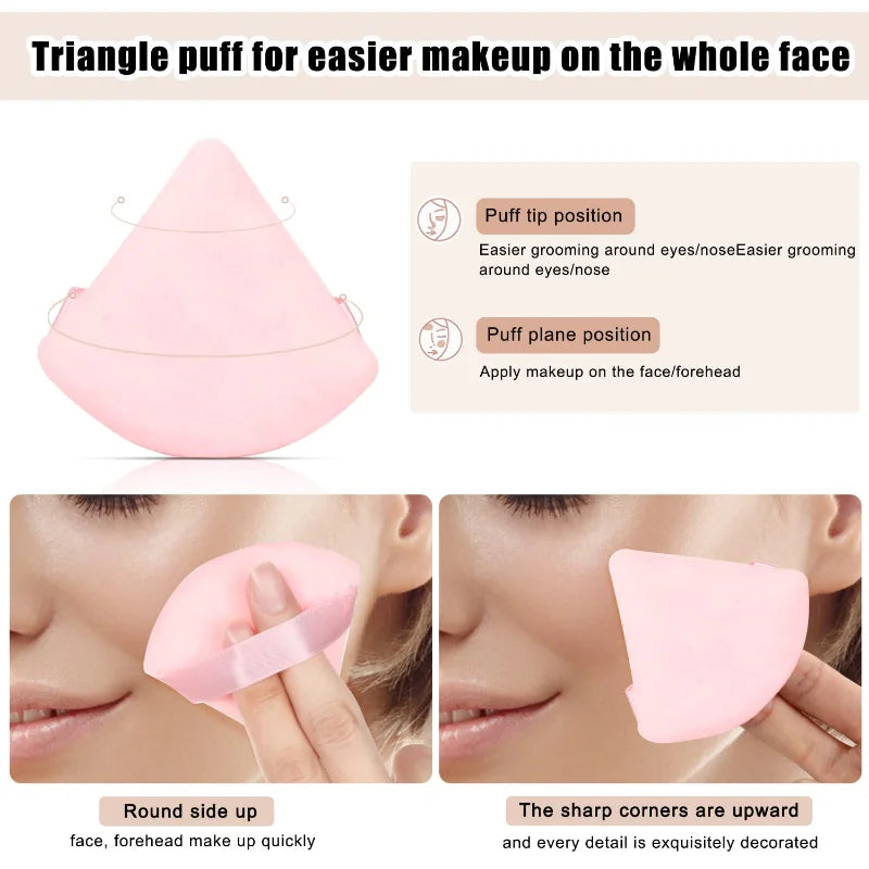 Triangle Cotton Powder Puff – Dry & Wet Makeup Setting Sponge Powder Puff Sponge Qme