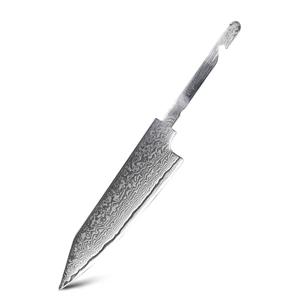 TURWHO Damascus Steel Chef Knife Blank & Octagonal Handle DIY Kit Knife Making Kit Qst Blue