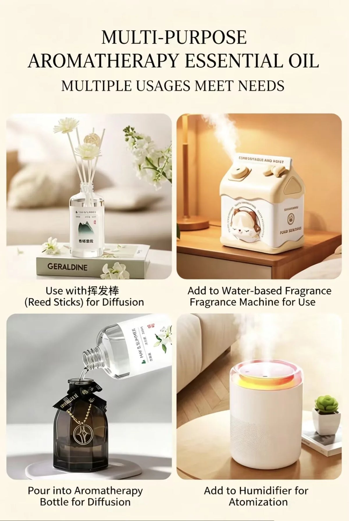 Aromatherapy Humidifier Refill – 12 Natural Scents Lavender Jasmine Aromatherapy Refill Qme