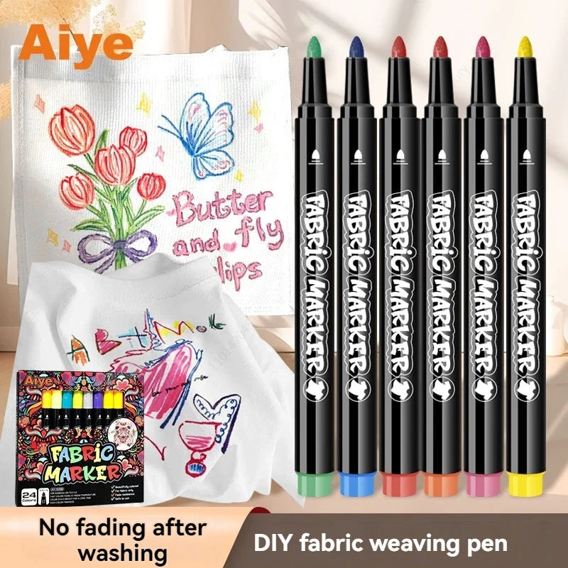 12 Washable Fabric Art Markers – Non-Fading DIY Craft Pens Fabric Art Markers Qme