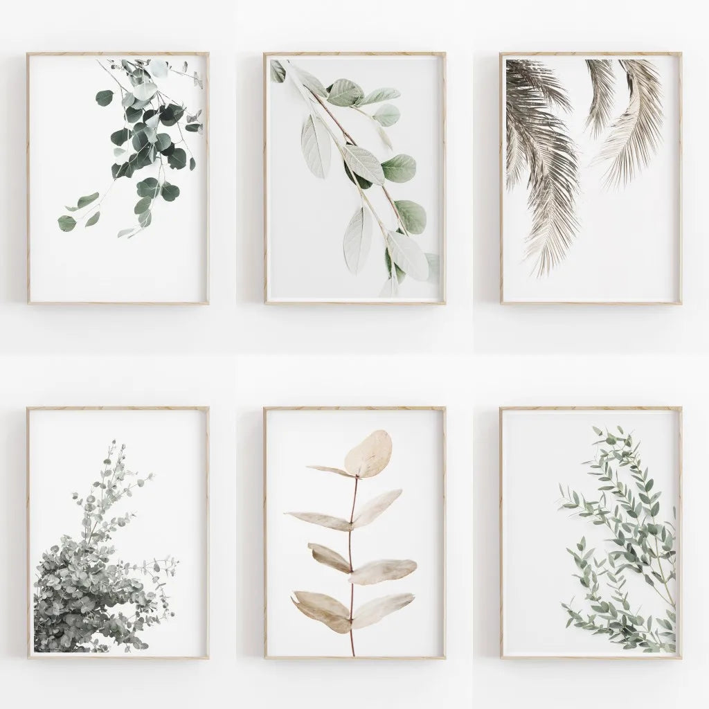 Nordic Botanical Canvas Poster – Eucalyptus Palm Leaf Wall Art Canvas Wall Art Qst