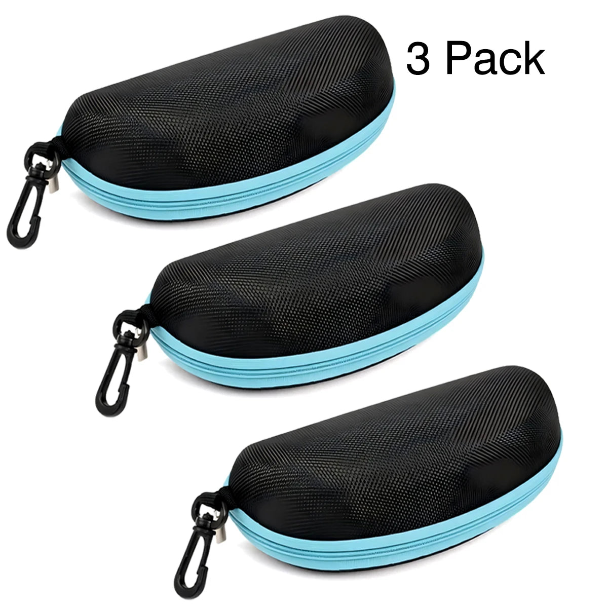 VOPHA Zipper Sunglasses Case with Hook – Portable EVA Travel Eyeglass Case Qst 3pcs-Blue