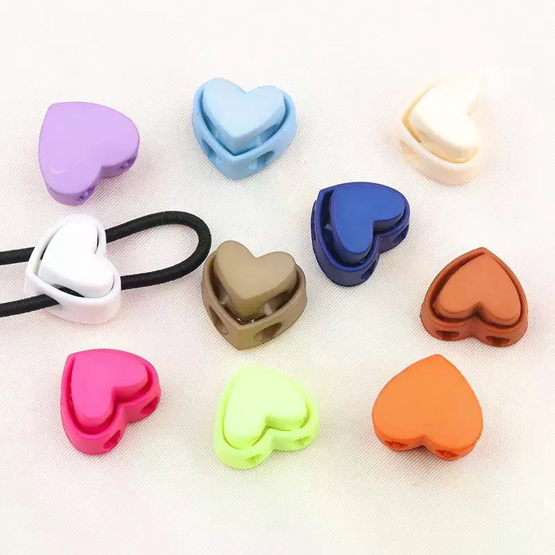 Heart-Shaped Cord Locks Double Hole Spring Toggle Stoppers Cord Lock Toggle Qme
