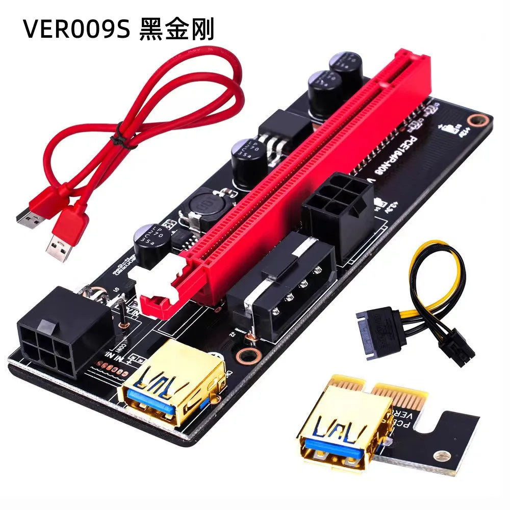 VER009S PCIe Riser USB 3.0 1x to 16x GPU Extender Card PCIe Riser Card Qme Red card slot