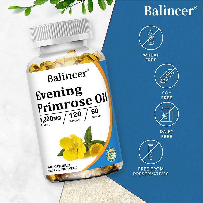 Evening Primrose Oil Capsules 1300mg – Skin, Hair & Wellness Herbal Oil Capsules Qst