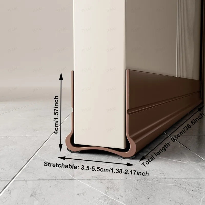 Door Gap Weather Strip Flexible PVC Triple Seal 93cm Door Weather Strip Qme Brown