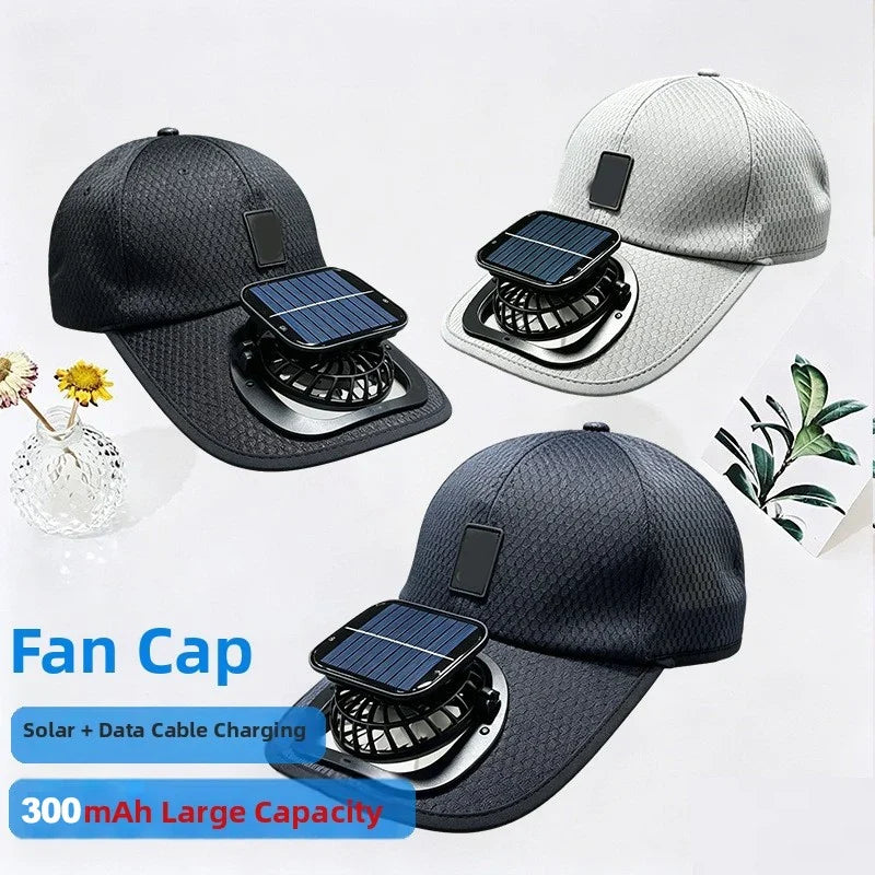 Solar Fan Hat UV Protection Outdoor Cap – Adjustable & Breathable Solar Fan Cap Qme