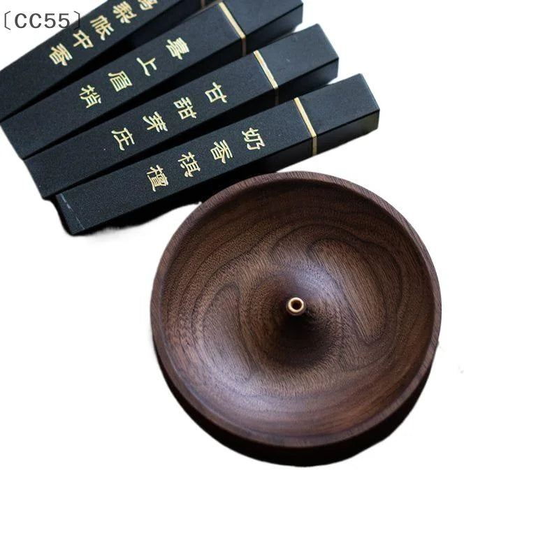 Black Walnut Wood Round Incense Burner Tray Holder Incense Burner Holder Qst