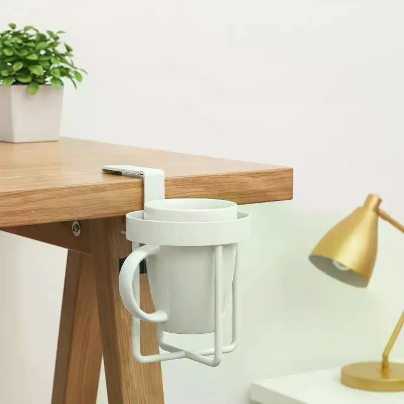 Desktop Cup Holder Clip – Iron Office Desk Drinkware Organizer Desk Cup Holder Qme