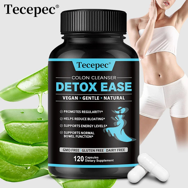 Tecepec Colon Cleanser Capsules – Vegan Fiber & Probiotics Digestive Supplement Qst