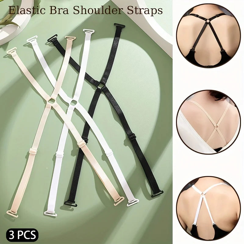 X Shape Cross Back Bra Straps – Adjustable Elastic Replacement Bra Strap Accessory Qme